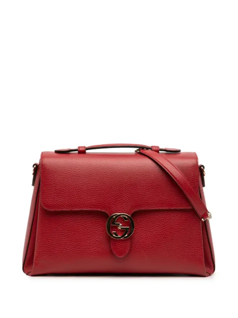Gucci Pre-Owned 2016-2026 Medium Dollar Calf Interlocking G satchel Red Y6EW32MZQDH8D0E4