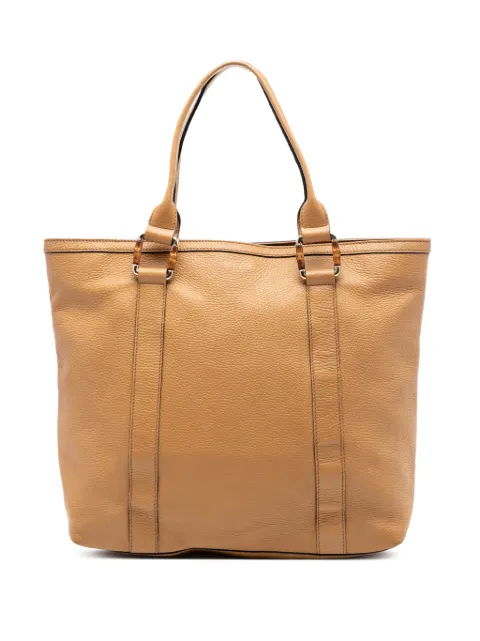 Gucci Pre-Owned 2016-2026 Grained Calfskin Bamboo Shopper tote bag Brown S2Y2OKF40X9LRL8H