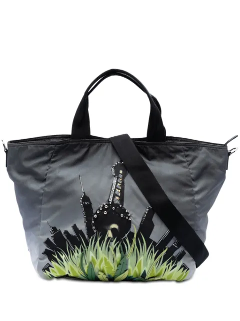 Prada Pre-Owned 2013-2026 Tessuto City and Jungle Print Tote satchel Grey 6SKSEWM55OHX34IL
