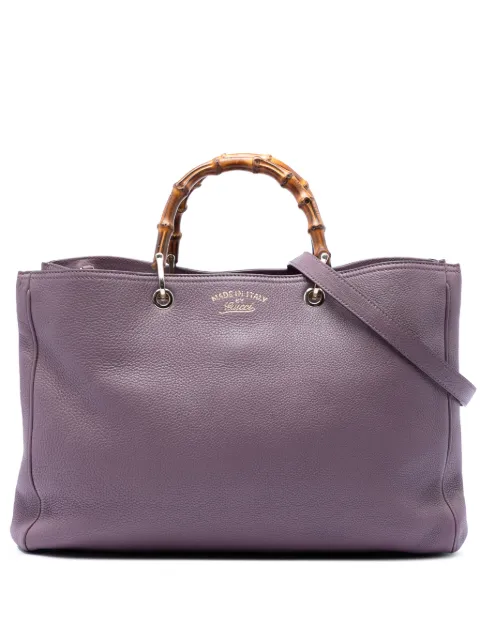 Gucci Pre-Owned 2016-2026 Large Calfskin Bamboo Shopper satchel Purple QIKFT972PFLGP4W8