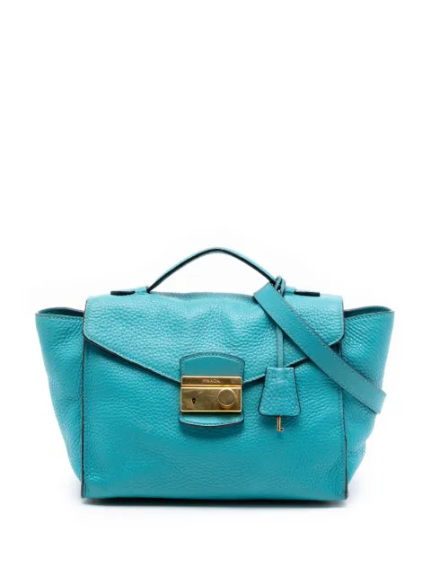 Prada Pre-Owned 2010-2026 Vitello Daino Sound Lock satchel Blue 5DN897L7FIMGG7FD