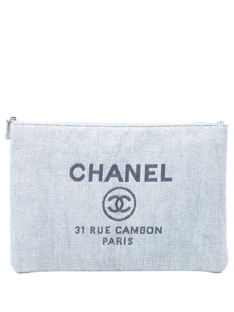CHANEL Pre-Owned 2014 Large Canvas Deauville O Case clutch bag Blue PPDDL3ASSFH1HL4H