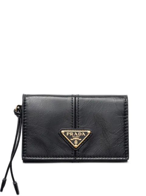 Prada leather card holder with flap Black 1MC1102CYR