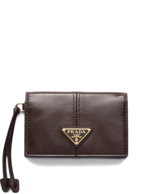 Prada leather card holder with flap Brown 1MC1102CYR