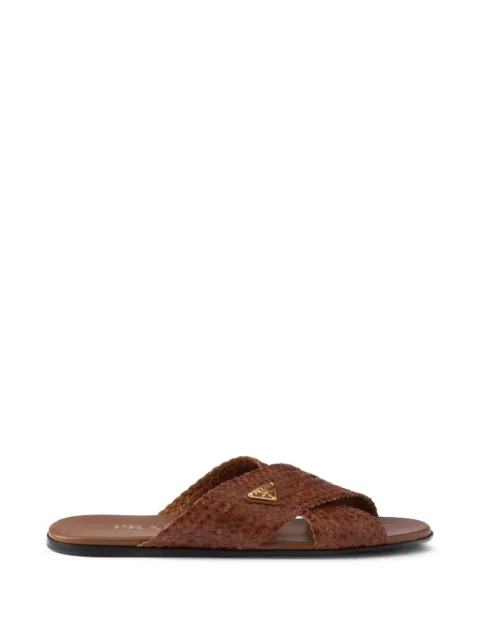 Prada leather crisscross slides Brown 1XX805F005034