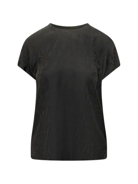 PINKO floral-jacquard short-sleeve blouse Black 100100A3AN