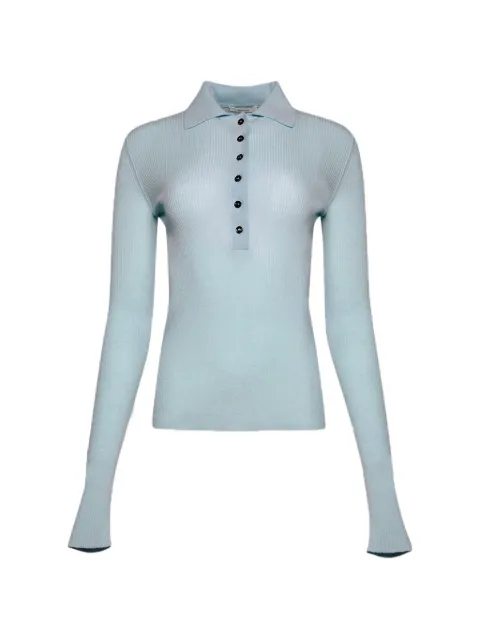 Amiya Georgia ribbed polo top Blue AM31