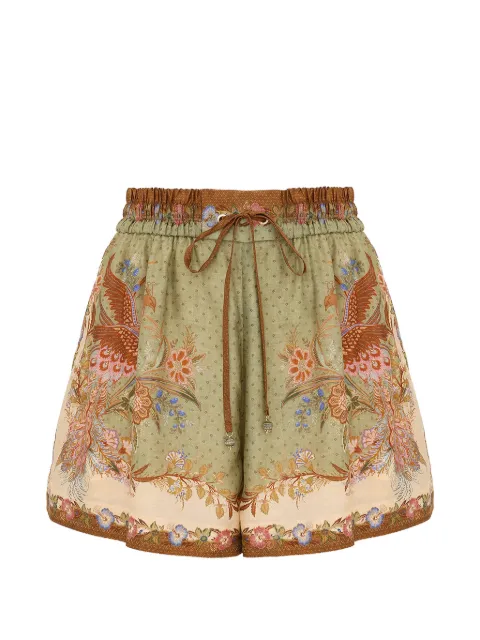 ZIMMERMANN Indra floral-print silk shorts Green 3497ASS262