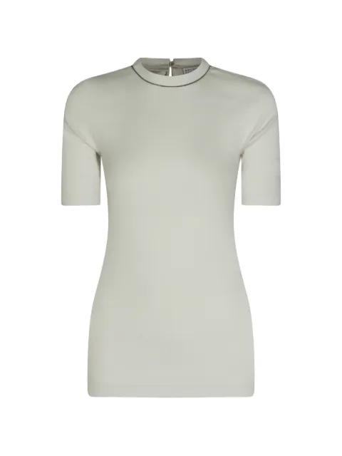 Brunello Cucinelli monili-trim ribbed-knit T-shirt White MPTC8BJ310C8726
