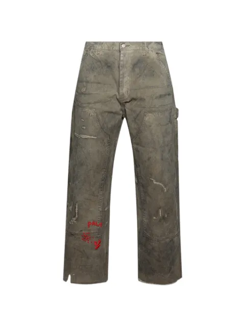 Paly Been Thru It distressed panelled trousers Brown 5U010Q1010BRN