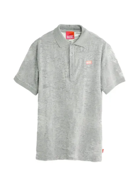 Diesel x Tinder distressed-effect logo-patch polo shirt Grey P018030SPDX