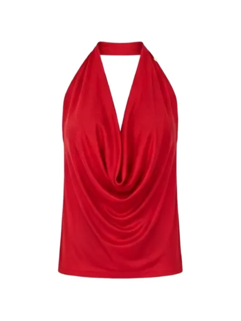 Elisabetta Franchi halterneck cowl-neck top Red CN00861E2