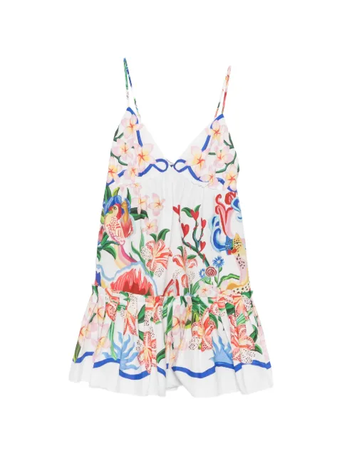 FARM Rio floral-print ruffled mini dress White 363351