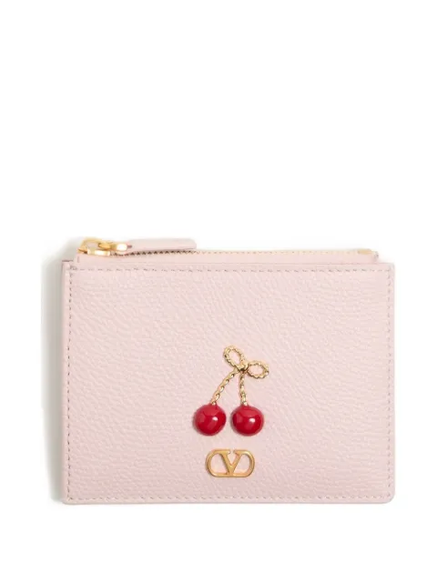 Valentino Garavani Cherryfic grainy calfskin cardholder Pink WP0AY2WGX