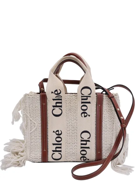 Chloé Vintage Woody knit fringe tote bag Neutrals NAPPUUSBA370779W