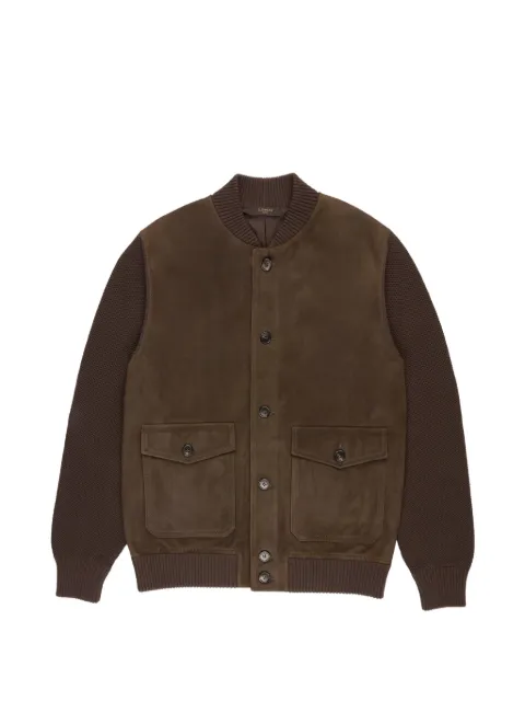 slowear suede-panelled bomber jacket Brown 810371