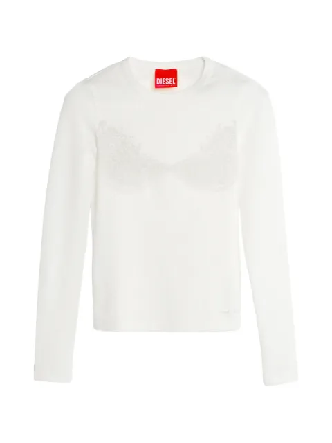 Diesel x Tinder lace-print ribbed T-shirt White P017990SPFB