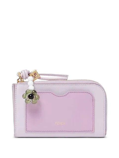 FENDI FF Diamonds logo-embossed leather cardholder Pink 8M0558AWR8