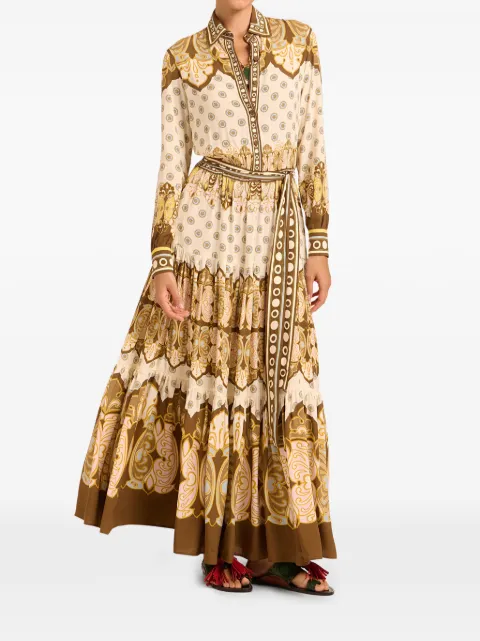La DoubleJ Cocoon placée brown in viscose voile Bellini dress Neutrals DRE1108VIS033COC02BR02