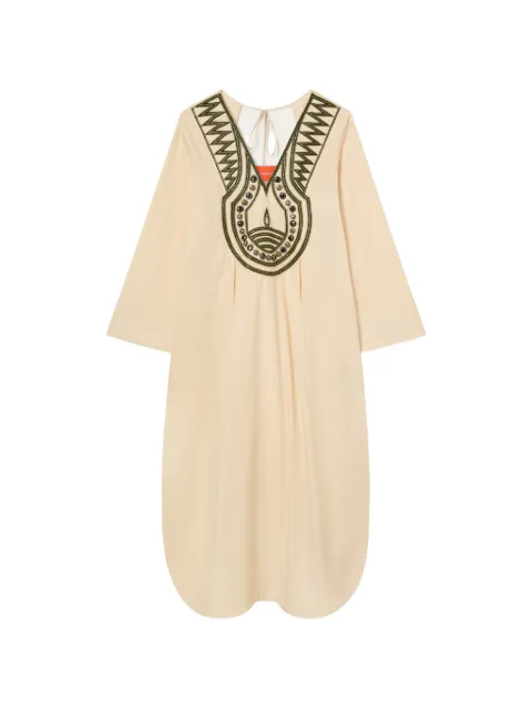 La DoubleJ embroidered Twin Flame dress Neutrals DRE1109COT082SOLIDPI02