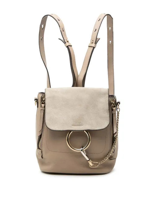 Chloé Pre-Owned 2018 Small Calfskin and Suede Faye backpack Brown VZAFZSW0T1GGQMF8