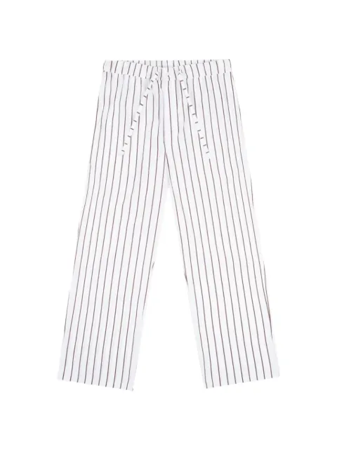 MOSSO SUN WEAR striped drawstring-waist trousers White RTR01CO00RD05
