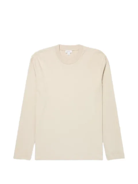 Sunspel Riviera long-sleeve cotton T-shirt Neutrals MTSH0182BRGT