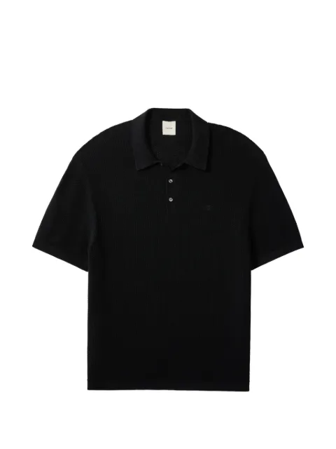 Calvin Klein waffle-knit logo-embroidered polo shirt Black LV04LG313GUB1