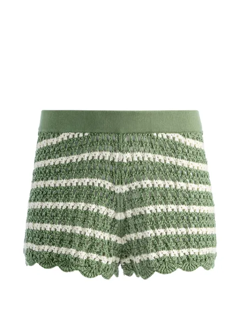 alice + olivia Bobbi crochet-knit striped shorts Green CC604514721