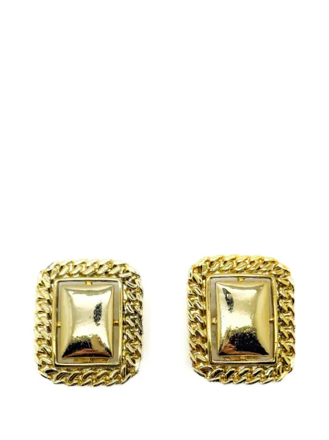 Jennifer Gibson Jewellery 1980s rectangular-motif chain earrings Gold JGJCHAINOBLERG