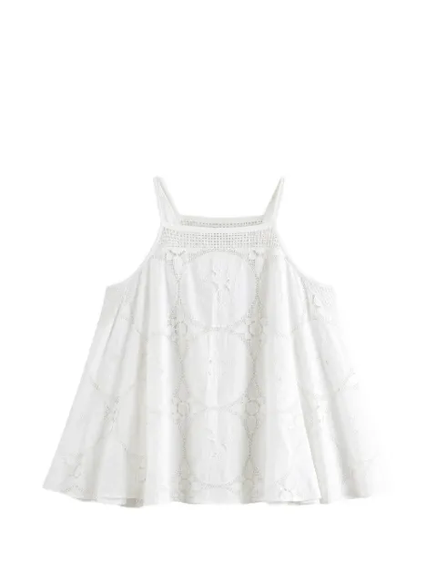 Emergency Room crochet-knit floral-embroidered mini dress White PSS26101LNNSWHTE