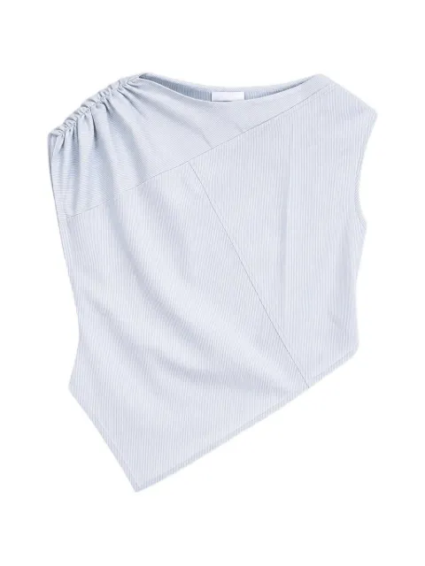 Emergency Room asymmetric-hem pinstriped top Blue PSS26002PPLNCOLOR