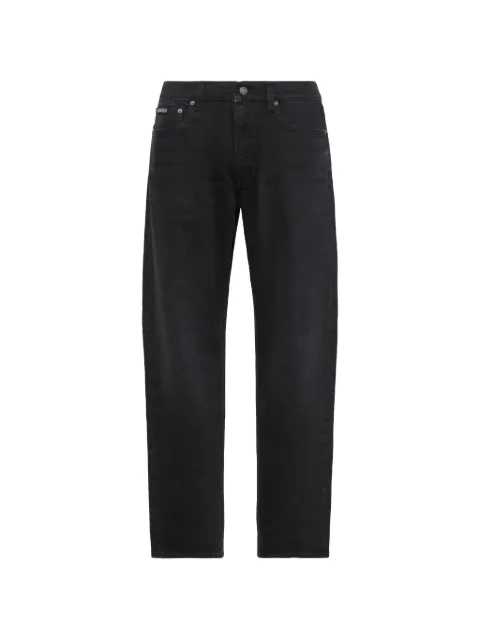 Calvin Klein logo-patch straight-leg jeans Black LV04RF938G3YD