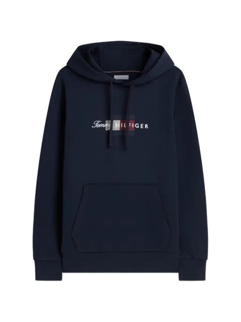 Tommy Hilfiger logo-print drawstring hoodie Blue MW0MW43220