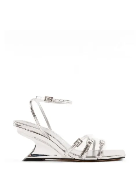 Souliers Martinez Eden buckle-strap wedge sandals Grey EDENSILVER