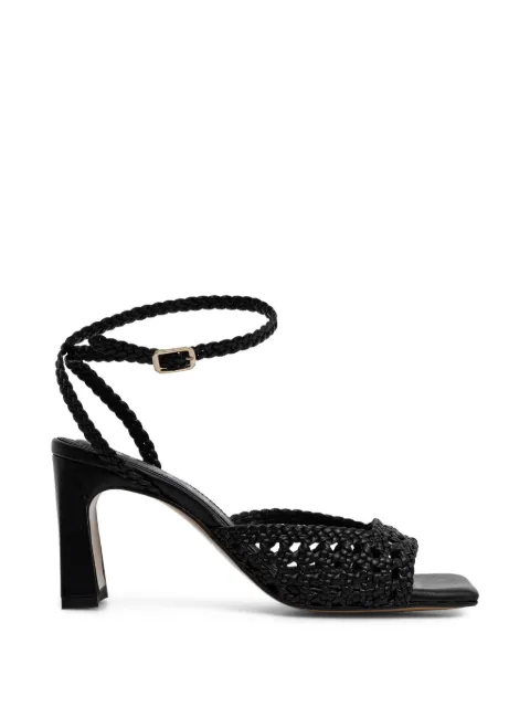 Souliers Martinez Lea braided leather sandals Black LEABLACK