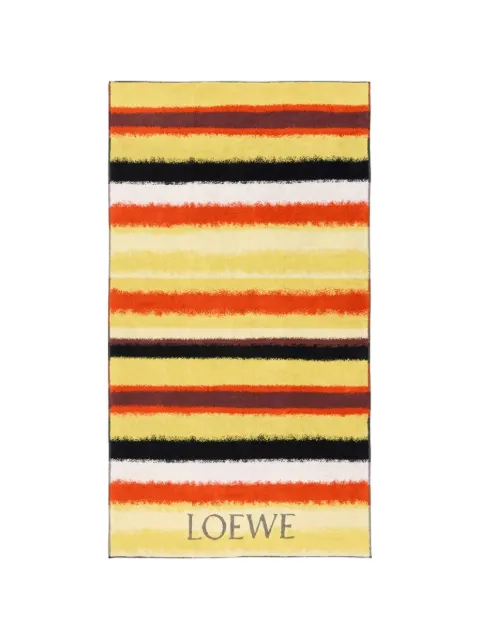 LOEWE logo-print striped beach towel Orange TSF3HM3X03