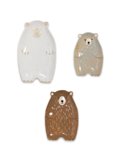 CU I SEEYOU bear-shape ceramic plates (set of three) Brown CU73133