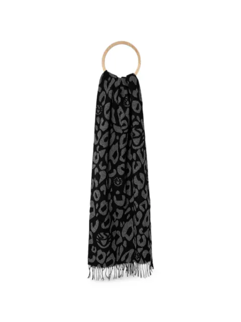 Sportalm leopard-print fringed scarf Black 1819829779
