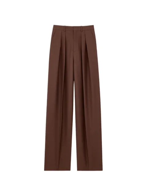 Saint Laurent pleated-design wide-leg trousers Brown 854457Y1N02