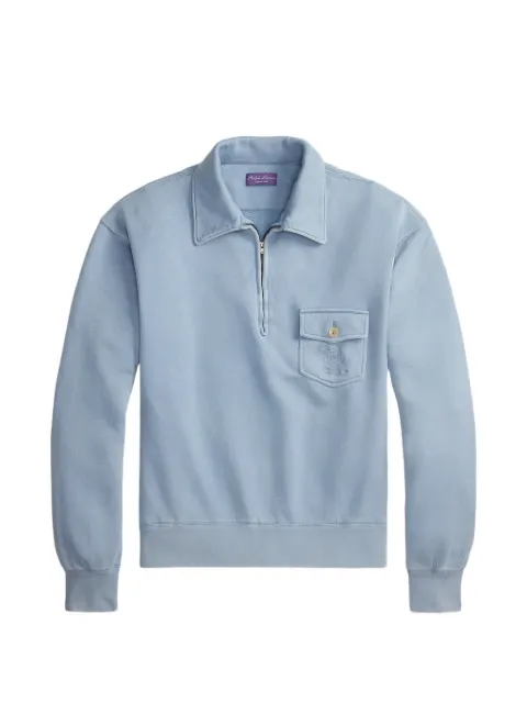 Ralph Lauren Purple Label logo-embroidered quarter-zip sweatshirt Blue 790P17388