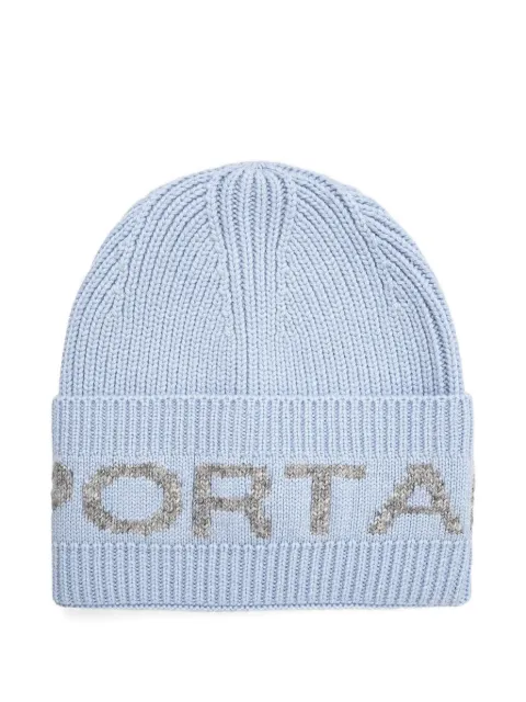 Sportalm logo-knit turn-up beanie hat Blue 1819809716