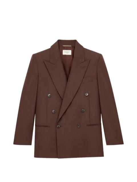 Saint Laurent peak-lapel double breasted jacket Brown 859880Y1N02