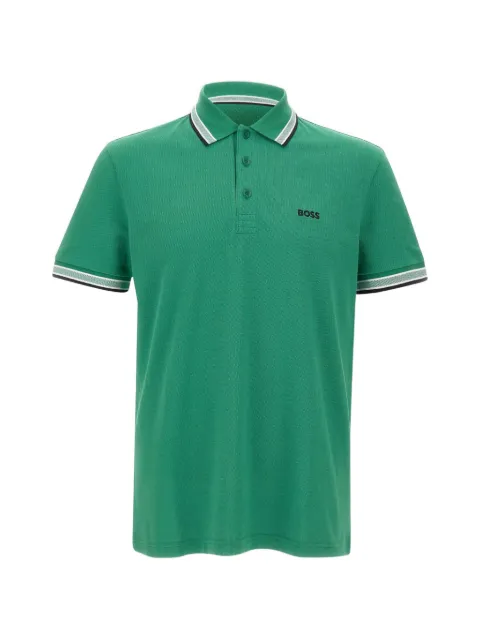 BOSS cotton piqué polo shirt with logo details Green 50469055