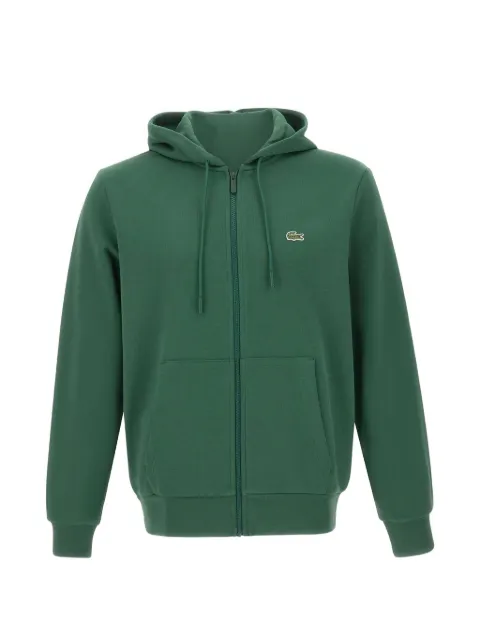 Lacoste zip-up logo-patch hoodie Green SH9809132