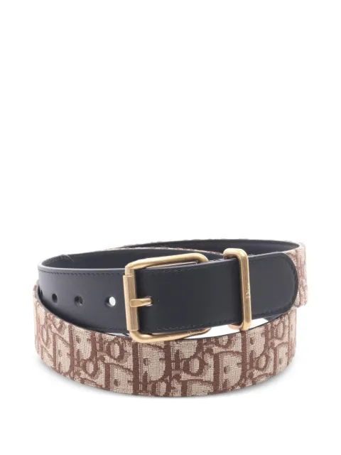 Christian Dior Pre-Owned Oblique leather-trim belt Black 1070042