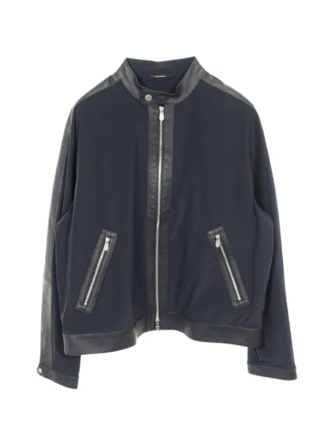 Hermès Pre-Owned Sellier buttons calf leather-trim jacket Blue 1067352