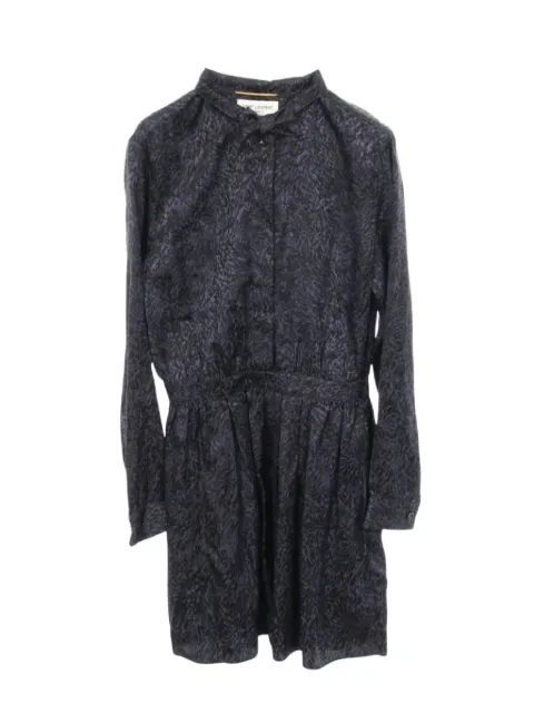 Saint Laurent Pre-Owned mini patterned long-sleeve dress Blue 1066283