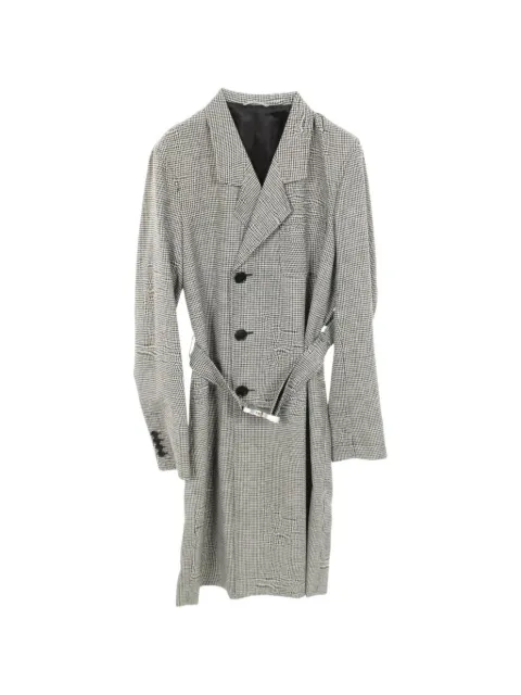 Christian Dior Pre-Owned houndstooth-pattern belted coat Black 1063195