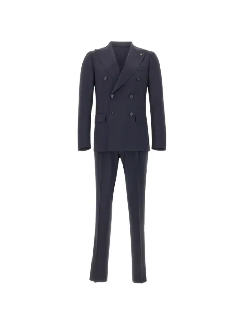 Corneliani double-breasted lapel-pin suit Blue 27NZ9427641350017R